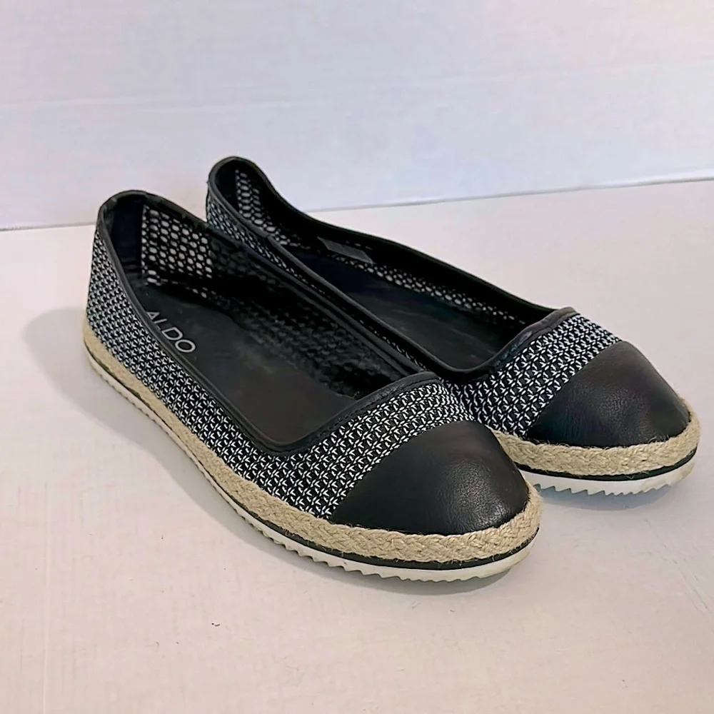 ALDO Black and White Women's Espadrille ballet Flats 8.5